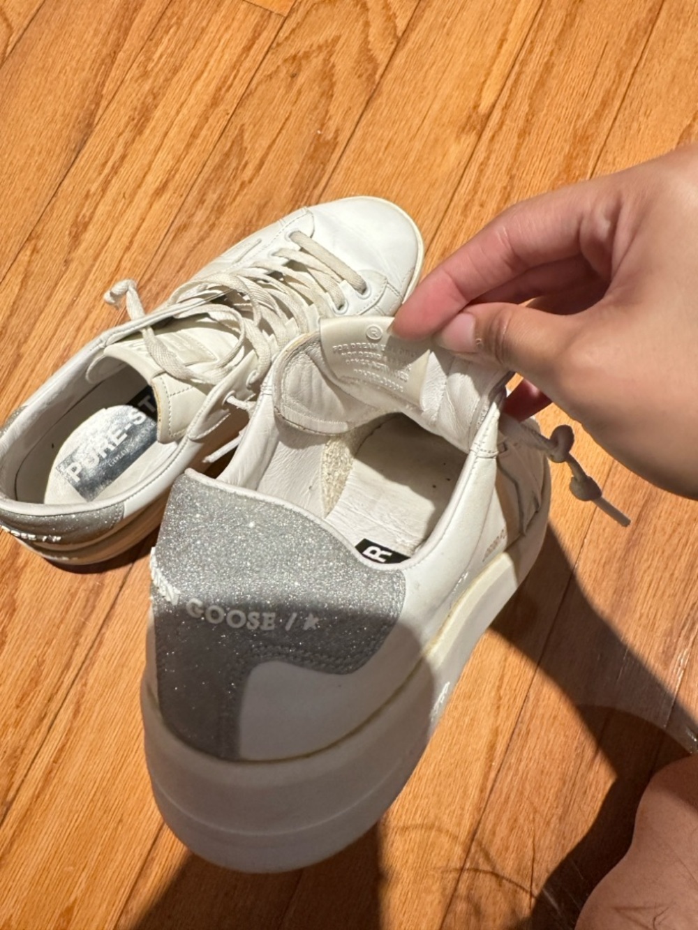 golden goose purestar glittery silver heel tab size 10 sneakers - Picture 3 of 12